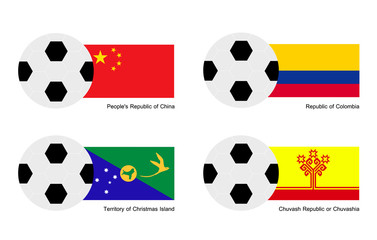 Soccer Ball with China, Colombia, Chuvashia Flag