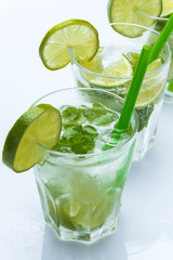 Fresh drink with lime and mint