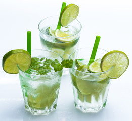 Fresh drink with lime and mint