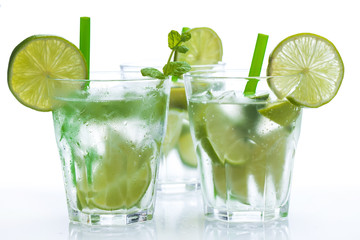 Fresh drink with lime and mint