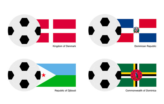 Soccer Ball with Denmark, Dominican, Djibouti and Dominica Flag