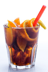 Cold cocktail with orange fruit