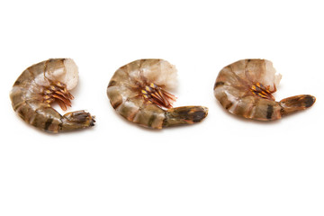 Tiger prawn or Asian tiger shrimp. Isolated on a white studio ba