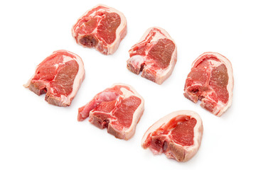 lamb chops isolated on a white studio background.