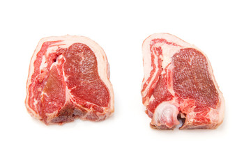 lamb chops isolated on a white studio background.