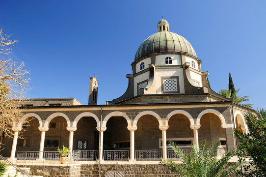 Church of beatitudes on the mount of beatitudes in northern Israel.