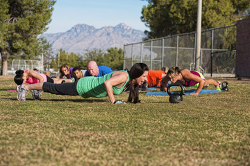 Adults Doing Push Ups