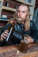 Drunk Western Man at Table