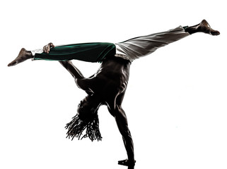  black man dancer dancing capoeira  silhouette