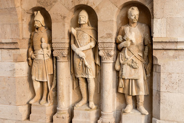 Knight sculptures in Fisherman’s Bastion, Budapest, Hungary