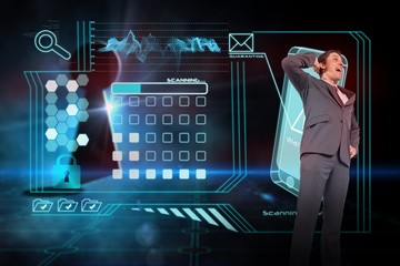 Composite image of thinking businessman scratching head