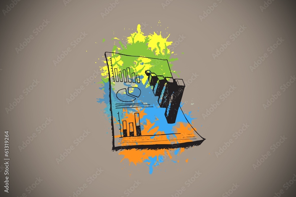 Poster Composite image of data on paint splashes