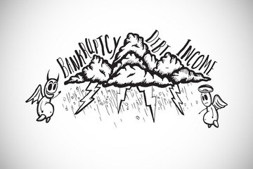 Composite image of bankruptcy and debt doodle