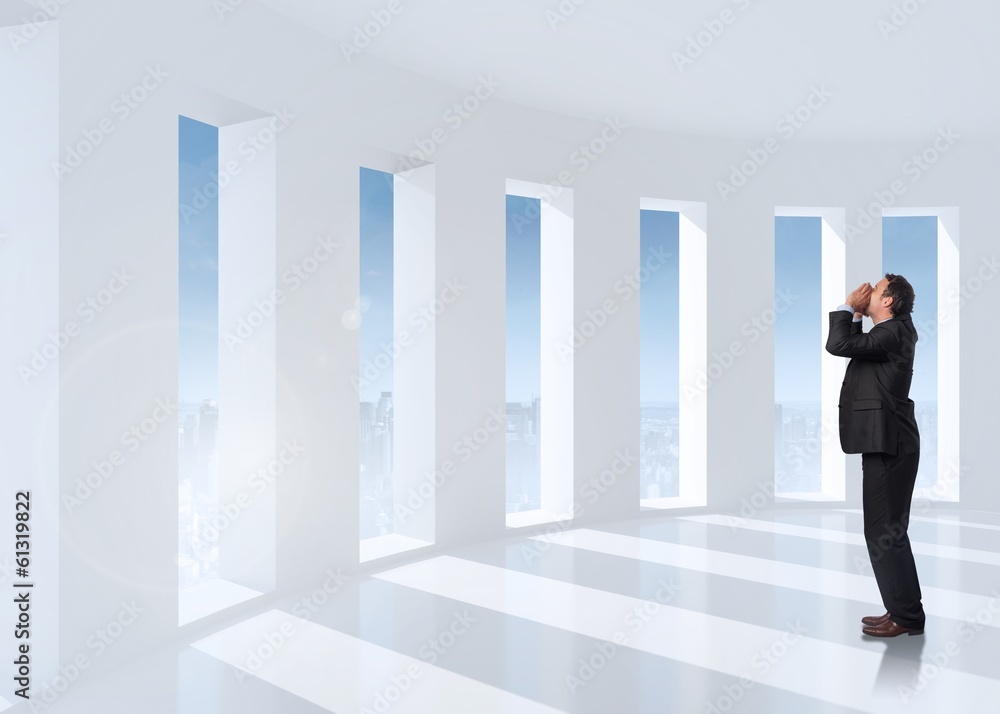 Poster composite image of shouting businessman