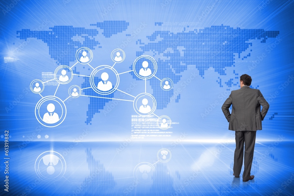 Poster composite image of businessman with hands on hips