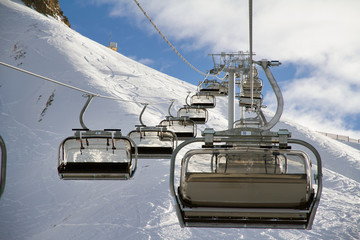 Chairlift in ski resort Krasnaya Polyana, Russia