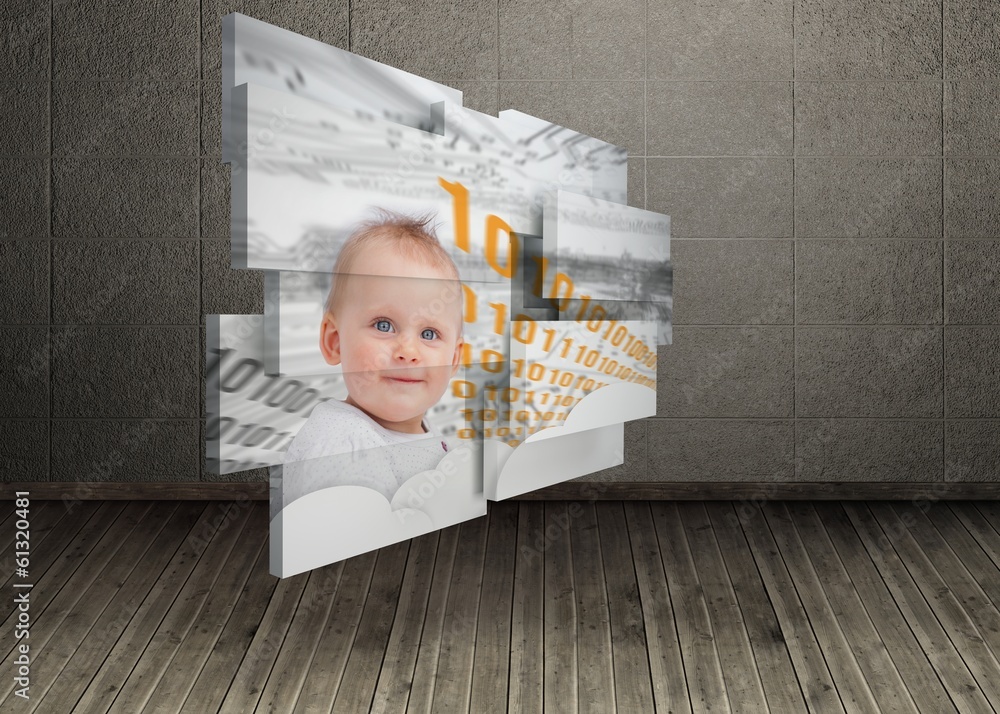 Poster composite image of genius baby on abstract screen