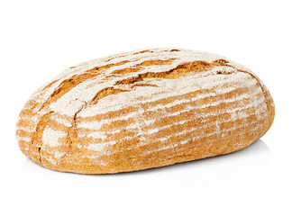 Large loaf of rye bread isolated on white