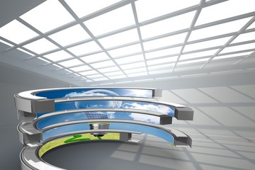 Composite image of light bulb on abstract screen