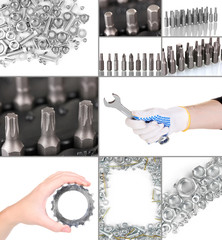 Collage of metal workshop tools