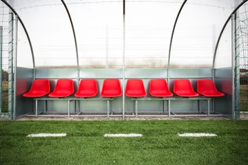 Rolgordijnen Voetbal soccer bench