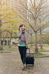 travel woman at street