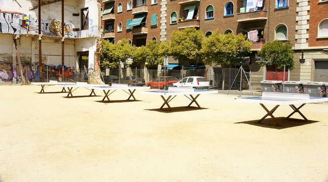 Mesas de ping pong en zona de ocio