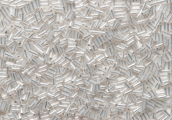 White Glass Bugle Bead Background