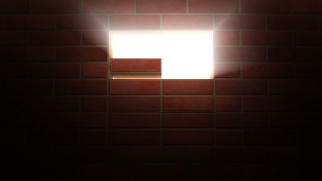 Building Wall of red bricks . Conceptual 3d animation.