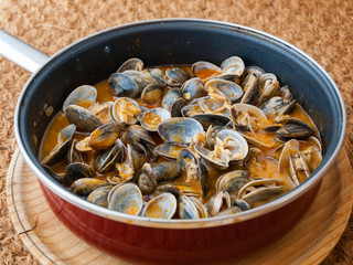 Clams cooked in the recipe 