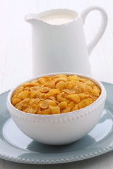 Healthy corn flakes breakfast