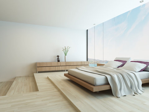 Modern Bedroom With Floor To Ceiling Windows