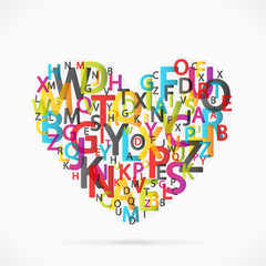 Abstract letter soup heart