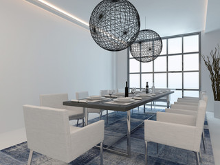 Modern dining room interior with table setting