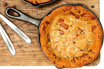 Skillet Turtle Cookie with Pecans and Caramel