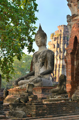 The ruins of the ancient city. Buddha statue.