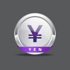 Obraz premium Yen Sign Vector Icon Button
