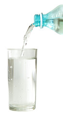 Clean water flowing into the bottle