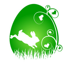 silhouette of the rabbit on background Easter egg