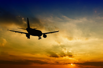 Fototapeta na wymiar Beautiful view of silhouette of airplane