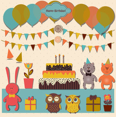 happy birthday design set