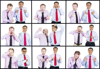 Collage of 2 fighting people, having different character