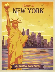 Fotobehang Travel to New York Poster, Vintage © Lana