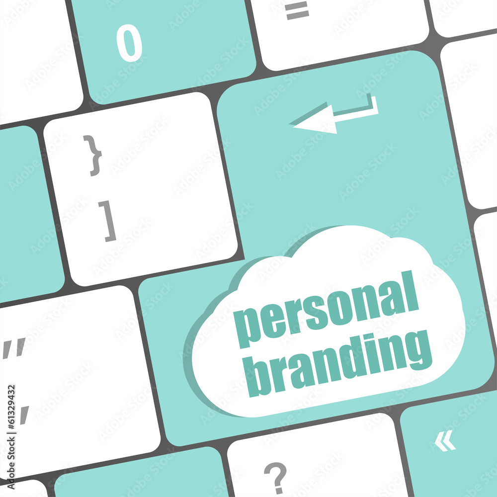 Poster personal branding on computer keyboard key button