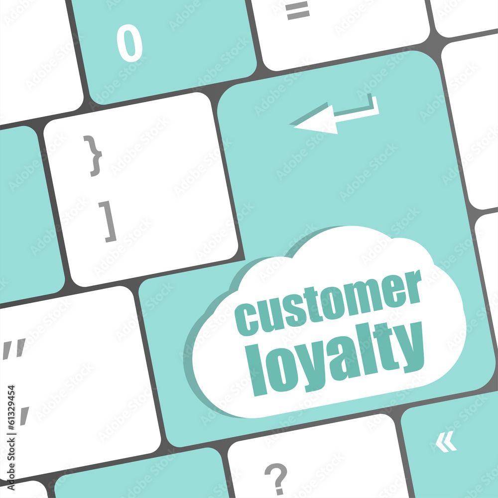 Poster button keypad key with customer loyalty word