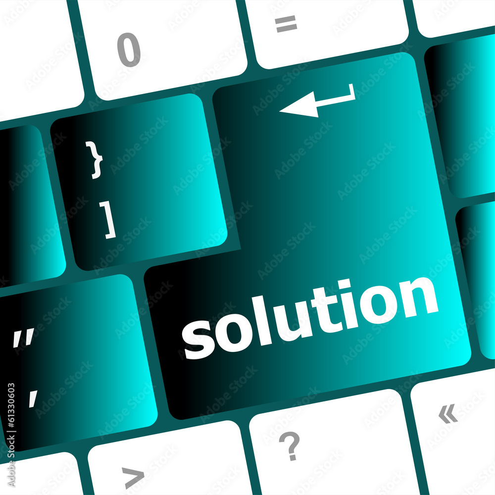 Poster wording solutions on computer keyboard key button