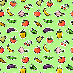 Seamless pattern with fruit and vegetables