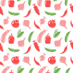 Cute seamless pattern with vegetables