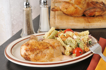 Chicken with pasta salad