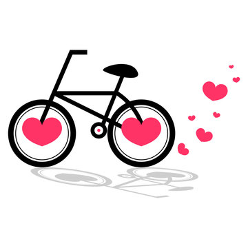 Romantic illustration with a bicycle